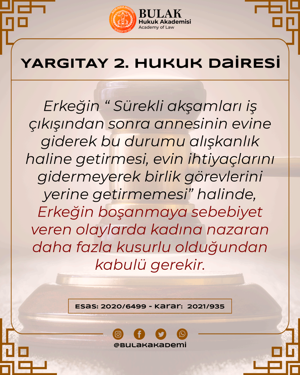 Yargıtay 2. Hukuk Dairesi

E: 2020/6499- K: 2021/935

👩‍💼👨‍💼 BULAK HUKUK AKADEMİSİ 👩‍💼👨‍💼

Detaylar hakkında bilgi edinmek için;

📞 +90 (552) 799 27 95

📩 <a href="/bulakakademi/">Bulak Hukuk Akademisi</a>