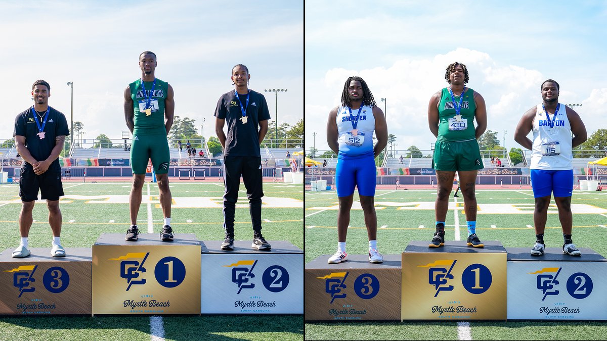 UMOAthletics's tweet photo. MT&amp;F: Junior Kobe Jones and freshman Amari Noble win individual titles on Day 2 of Conference Carolinas Championship I Jones wins the long jump with a league-best leap of 7.16m; Noble captures discus title with toss of 52.69m

🔗https://t.co/InkNB9XLtW https://t.co/sfJdMXoLwC