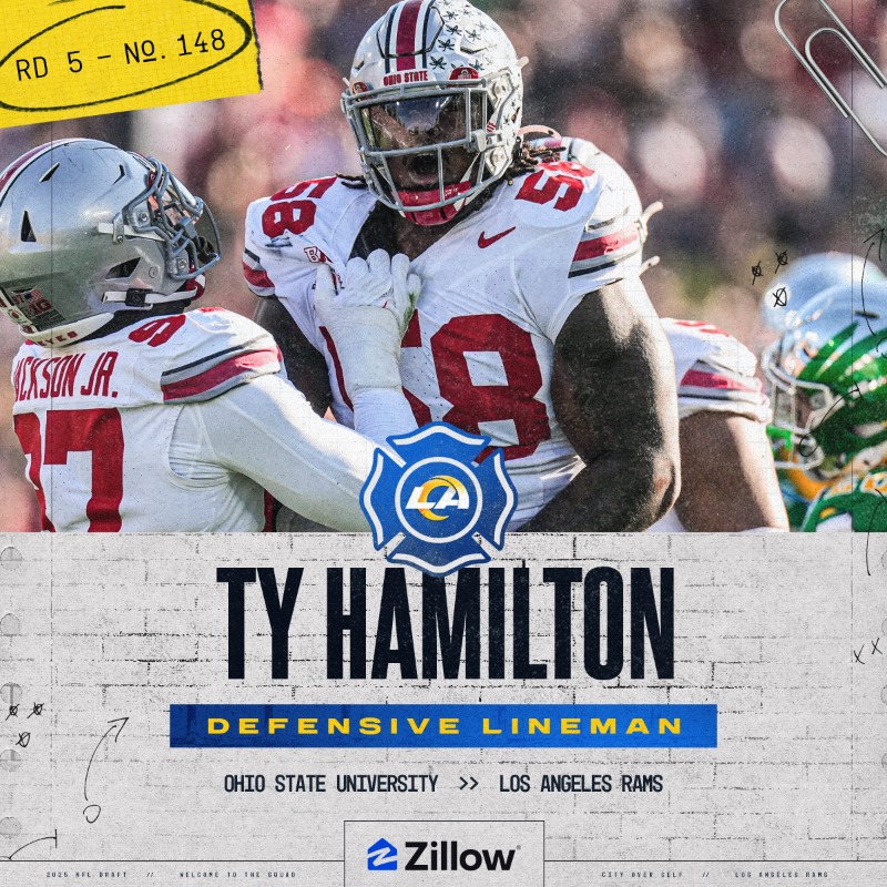 RamsNFL's tweet photo. With the 148th pick in the NFL Draft, the Los Angeles Rams select...