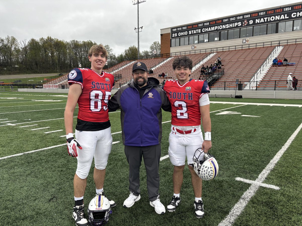 Coach_McKinney0's tweet photo. I’m incredibly grateful to the @ohsfca, our South players, our South coaches, and especially @EthanThan14 and @M_StevensonBCHS for an amazing week only made more sweet by a 24-6 victory!! 

What a way to cap the careers of 2 of the best to have ever played for @bloomcarroll_fb! https://t.co/C6baM6UB59