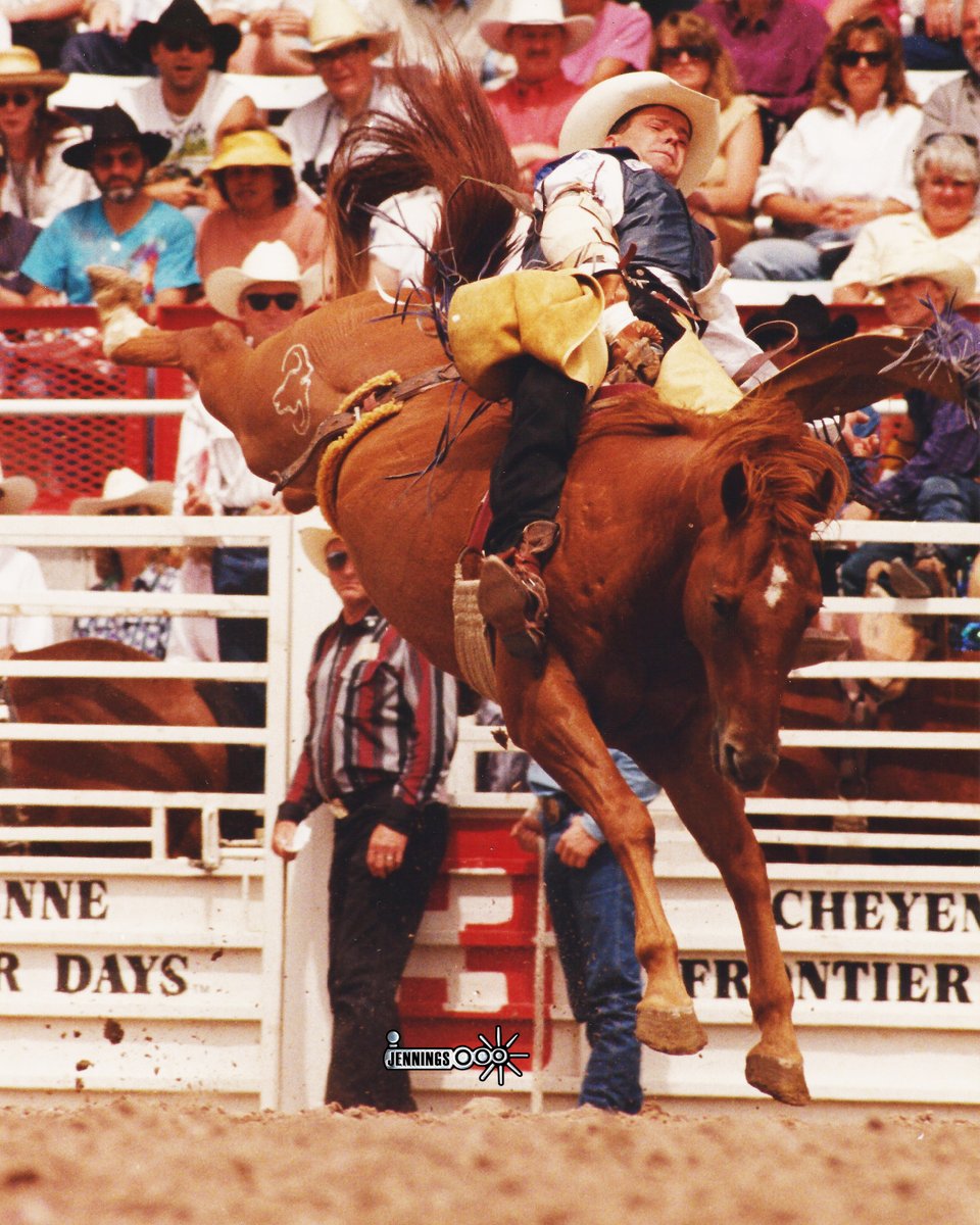 badcorodeo's tweet image. Rockin Robin was selected to the 1991 NFR in the Bareback Riding.  This photo is of her and Roger Lacasse in Cheyenne. (photo - Jennings Rodeo Photography)