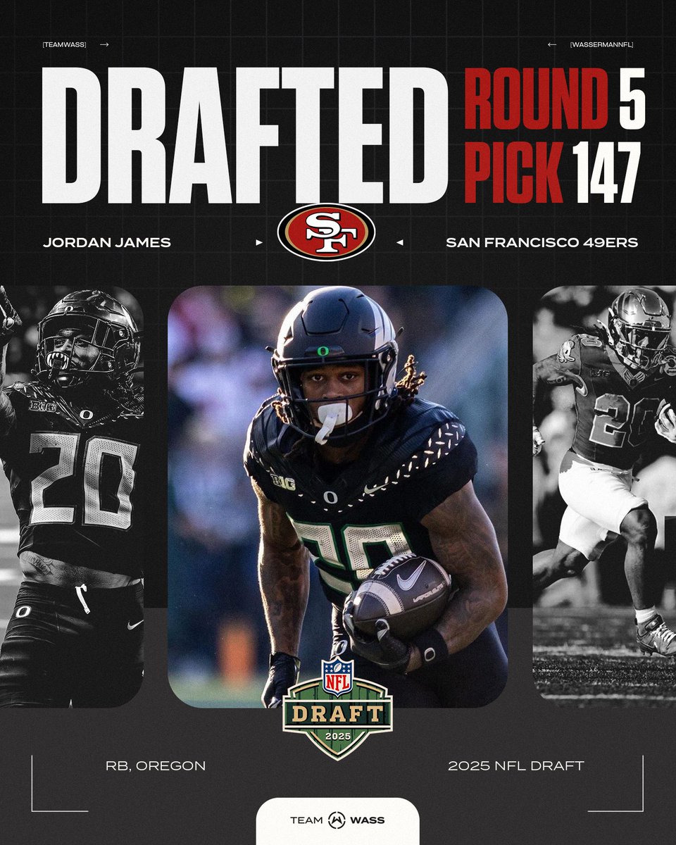 𝑆𝑡𝑟𝑢𝑐𝑘 𝑔𝑜𝑙𝑑 𝑖𝑛 𝑆𝐹 

Congratulations to Jordan James on being drafted by the San Francisco 49ers!

#NFLDraft // #TeamWass
