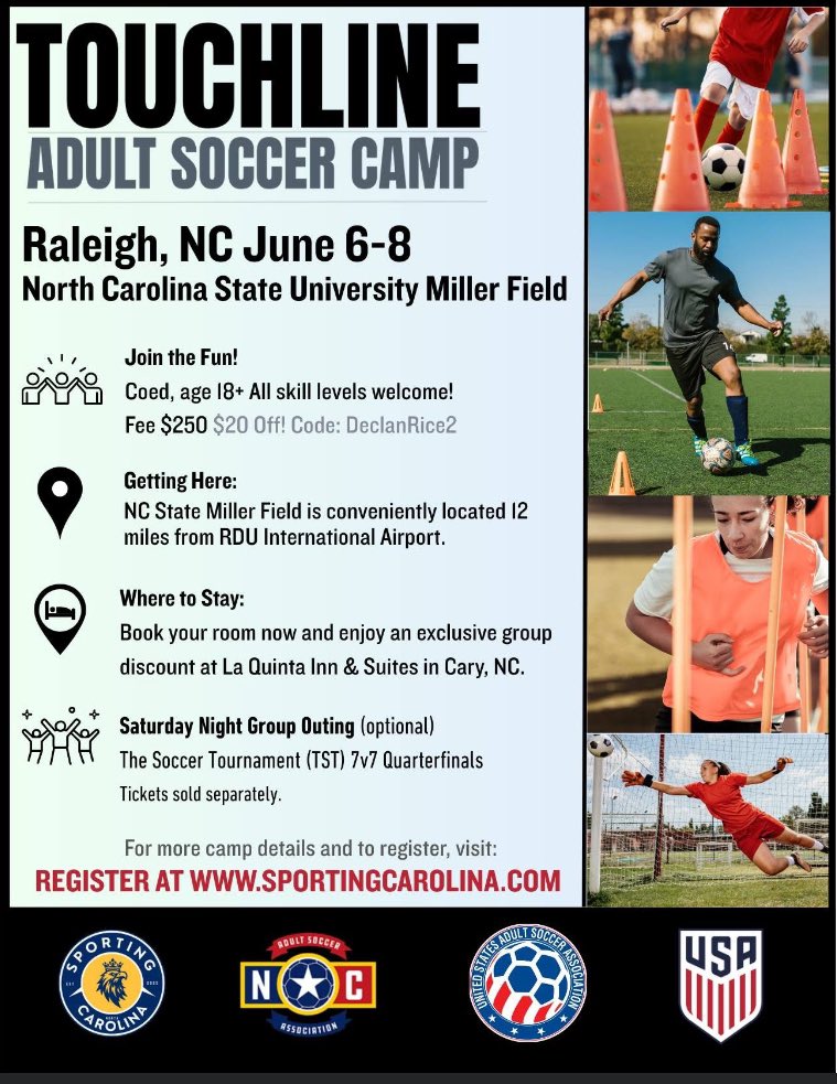 sportingnc's tweet image. Join us at adult soccer camp! 🙌💪⚽️🥅🏃🏻‍♀️🏃🏻 
Sign up 👉 sportingcarolina.com