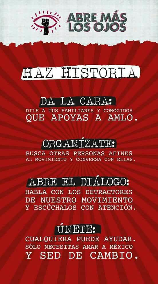 Hace 7 años...

Por estas fechas decidí cambiar mi voto 

#TodoEiApoyoAMLO

Había varios hashtag, algunos con faltas de ortografía, (como el que está en mi perfil) yo publicaba todos, no me importa si están mal escritos, importa el apoyo, el corazón y coraje que ponen.
#Amlo👊
