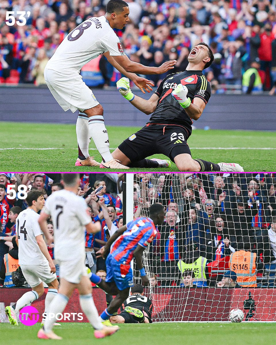 Emi Martínez passionately celebrated Mateta's missed penalty... five minutes later, Ismaïla Sarr doubled Crystal Palace's lead ⏱️