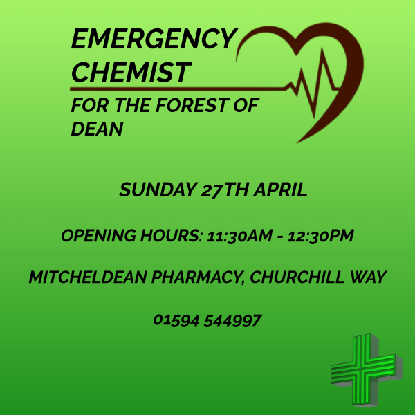 dean_radio's tweet photo. Emergency chemist info for today (Sunday) covering the Forest of Dean

Please feel free to share

#forestofdean #local #chemist #sunday #outofhours #pharmacy #emergencychemist https://t.co/8XsHddS5AR