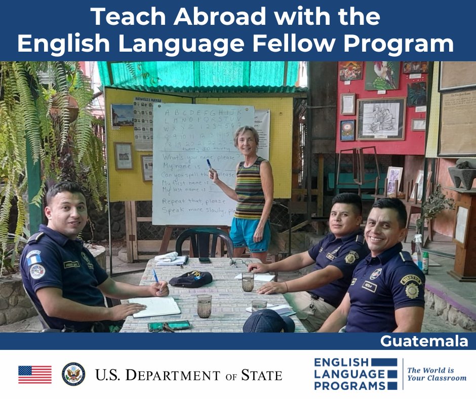 The 2025-2026 English Language Fellow Application is open!  Don't miss this opportunity— apply today! 

elprograms.org/fellow-program/

#ELFellow #ExchangeOurWorld