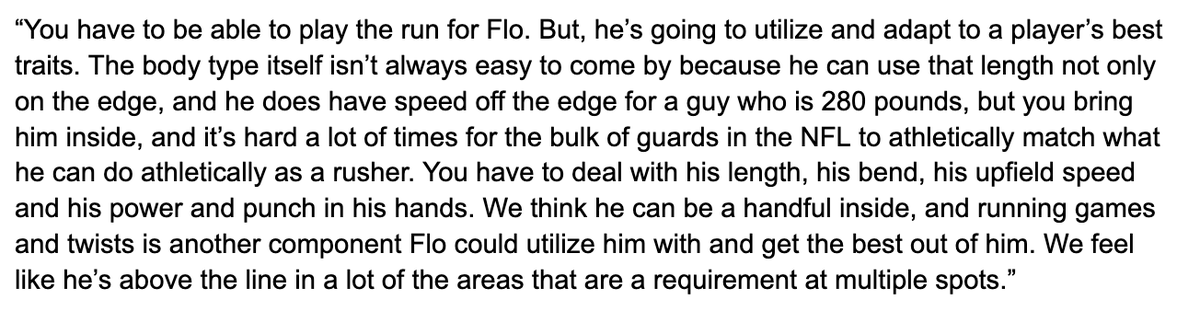 Really good thoughts here from Ryan Grigson on Tyrion Ingram-Dawkins fit with Vikings and Brian Flores's defense: