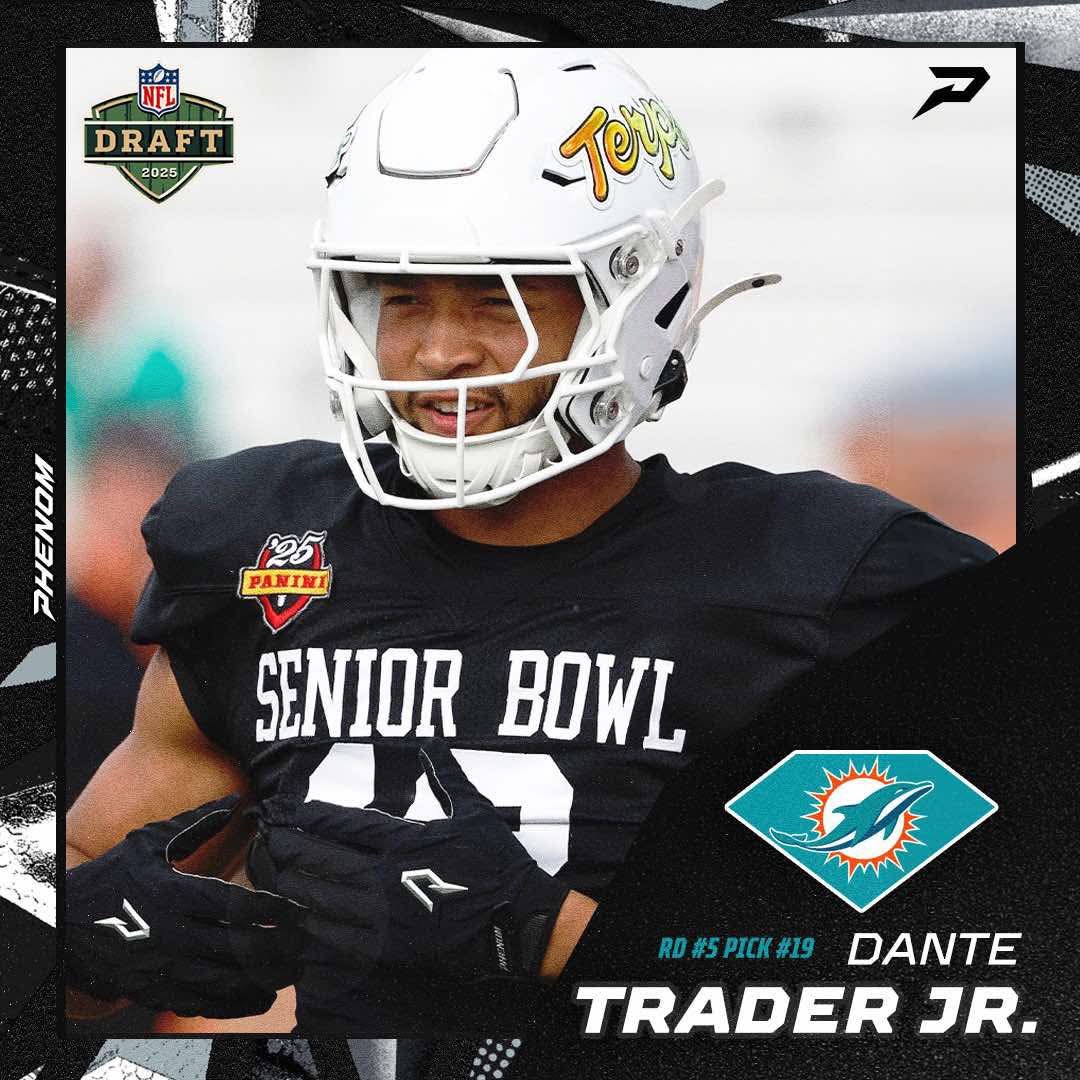 Another one! Huge congrats to Dante Trader Jr. — drafted in the 5th round to the Miami Dolphins. 

Honored to have played a small role in his journey. The future is bright! 

#PhenomFamily #NFLDraft #Dolphins #FootballGloves