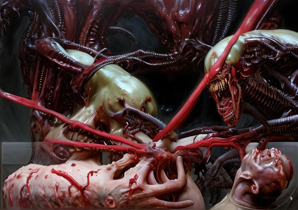 lon_sci's tweet image. Strawdog 414's concept art for a Alien/The Thing movie. Xenomorph chestburster infected by the  Thing is attacked by 3 xenomorphs. It'd be fantastic to see Fede Álvarez make this. #alien #thething #FedeÁlvarez #johncarpenter #ridleyscott #AlienDay #AlienRomulus