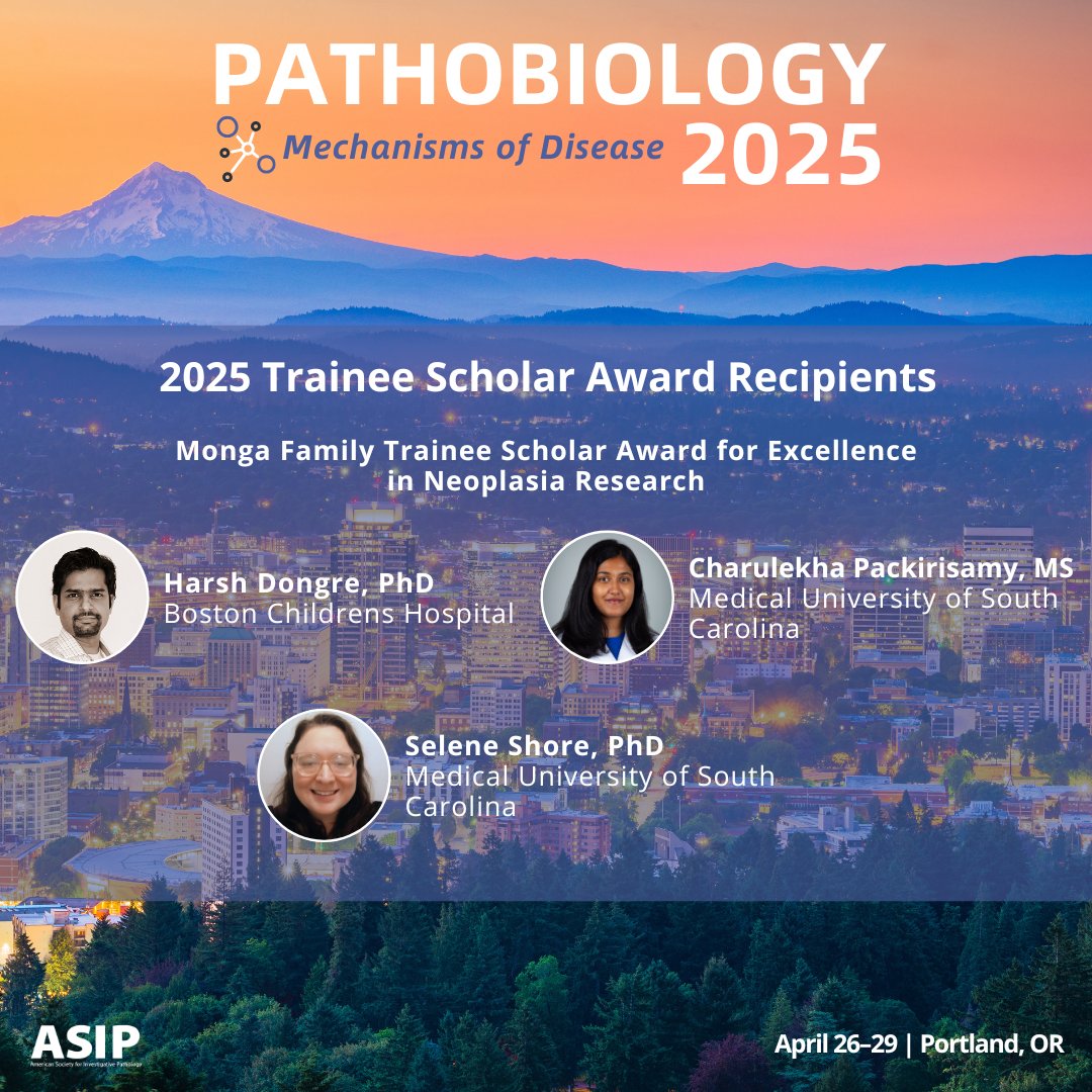 ASIPath's tweet photo. Congratulations to these #Pathobiology2025 Trainee Scholar Award Recipients! 👏 #ASIP2025 https://t.co/95M1zIHlWC