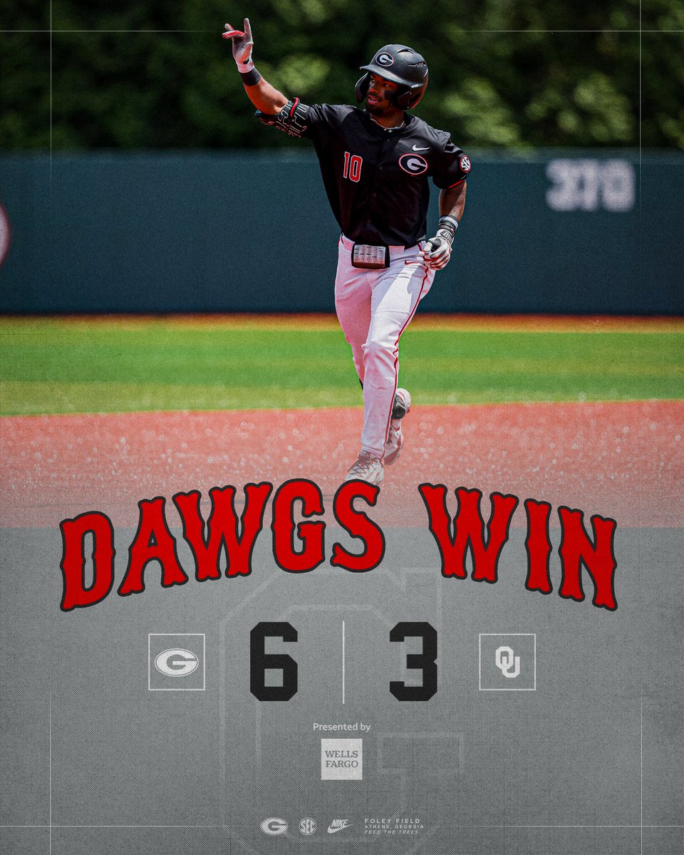 The Dawg House. 

Georgia takes the series from Oklahoma with back-to-back wins. 

The Dawgs will return to Foley Field on Tuesday to host Kennesaw State at 7 p.m. 

#GoDawgs | <a href="/WellsFargo/">Wells Fargo</a>