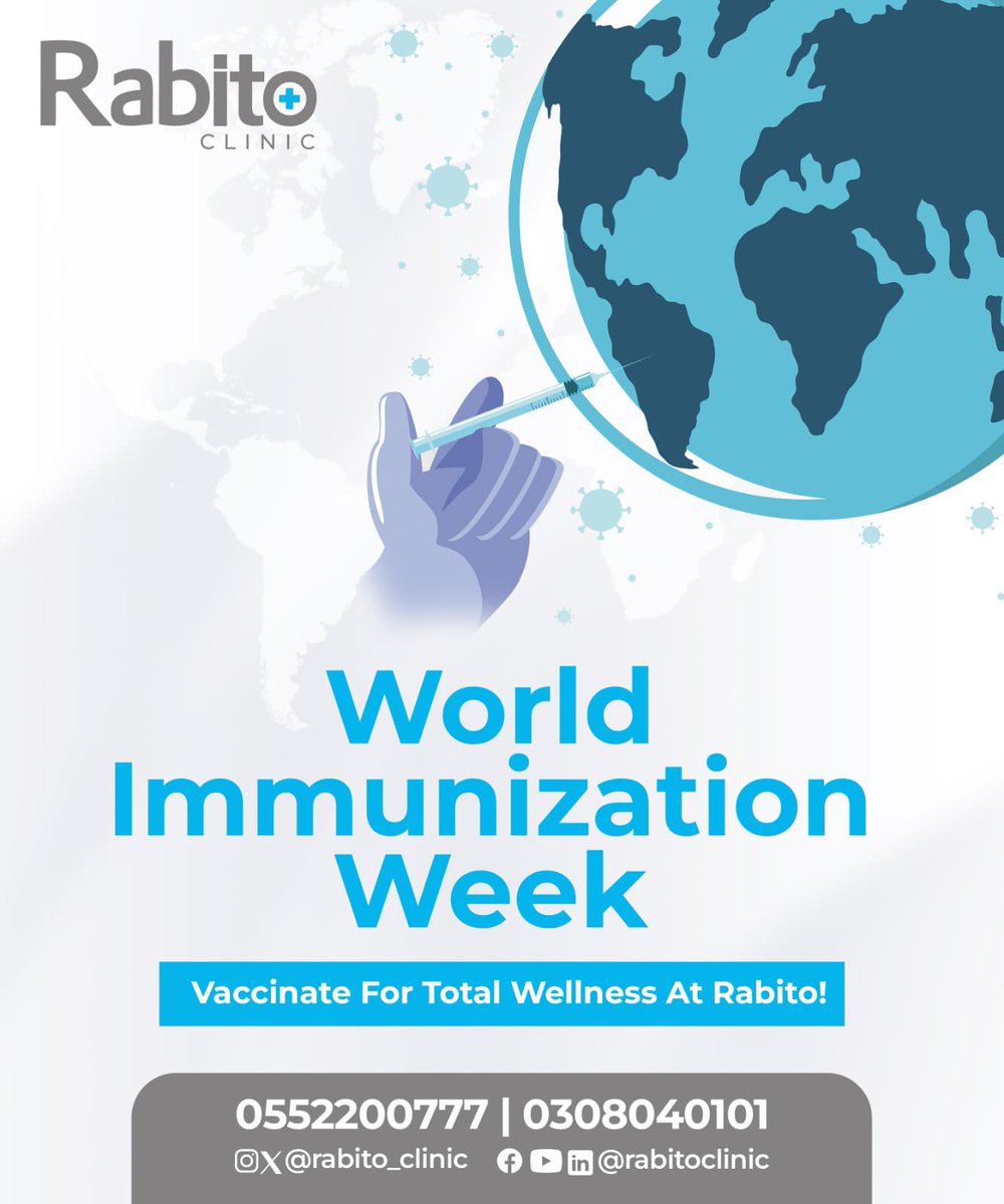 rabito_clinic's tweet image. Want vaccination services? Call us for further information and to book.

#RabitoWellness #Vaccines #ImmunizationWeek #RabitoClinic #PreventionMatters