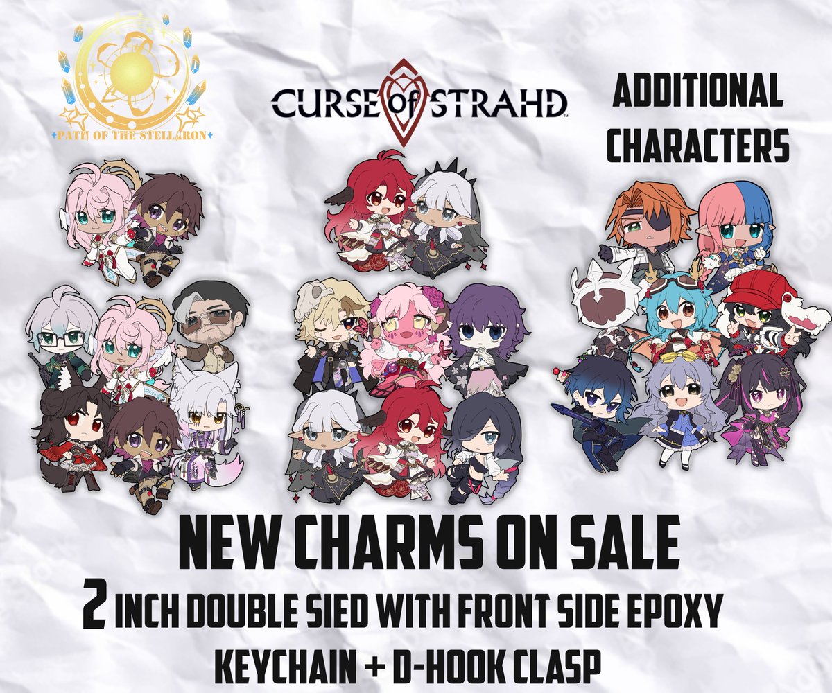 For the debut of our two campaigns, we decided to get more designs based on the player characters for Star Rail and Curse of Strahd, in addition to other characters from our other campaigns! 

We’d also like to thank <a href="/nananachtimmel/">nacht🐟</a> for their amazing work! LINKS BELOW!
