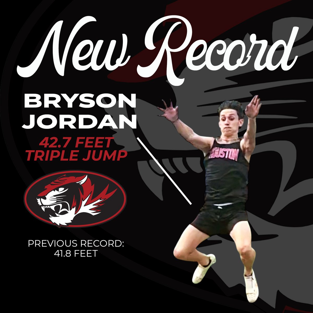 𝙍𝙀𝘾𝙊𝙍𝘿 𝙎𝙀𝙏𝙏𝙀𝙍! HHS senior Bryson Jordan set a new school record in the triple jump with a leap of 42.7 feet at Friday's Waynesville Invitational. Way to go!

🟥 #𝙏𝙝𝙚𝙏𝙞𝙜𝙚𝙧𝙒𝙖𝙮 🟥