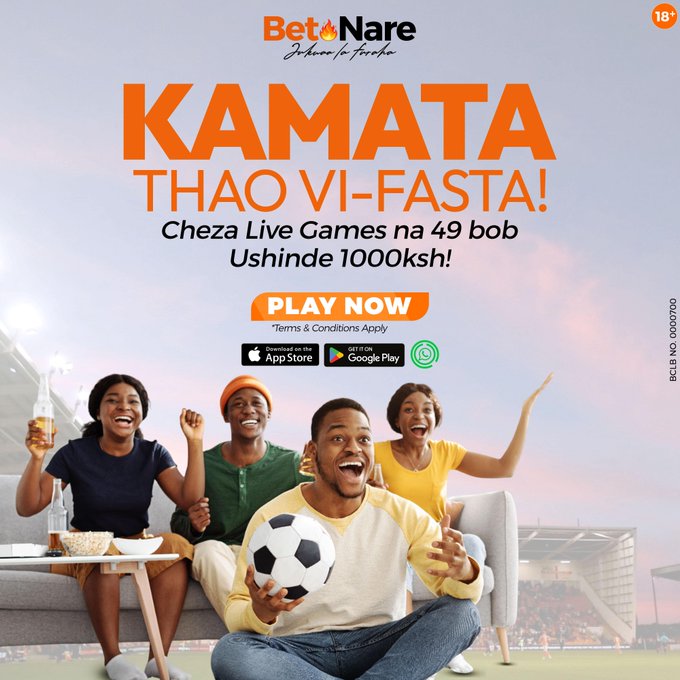 Kama unadai thao ya free, place any bet na 49 bob sai hapo betnare uekewe kwa account yako

Play here bit.ly/4a4nMlJ                   

Use promo code SUPERMETRO and receive Ksh 100k multibet boost bonus