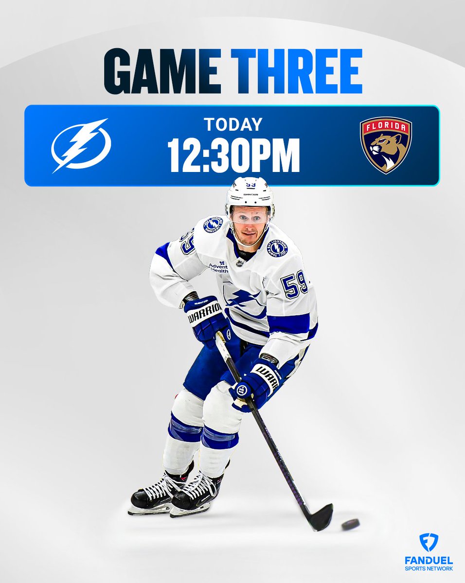 Game 3 in Sunrise. 🚨

⏰ Lightning Live pregame coverage is coming up at 12:30PM on FanDuel Sports Network.

#GoBolts