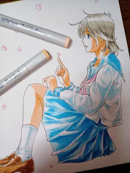桜が散る前に描くつもりが。(;'Д`A ```いつもと方向性が違うから需要はないような気もするけど、幅は広げていかないと……「旅立たなかったら自宅で眺めるのも悪くは無い--」と、言えるくらいには仕上げたい。 