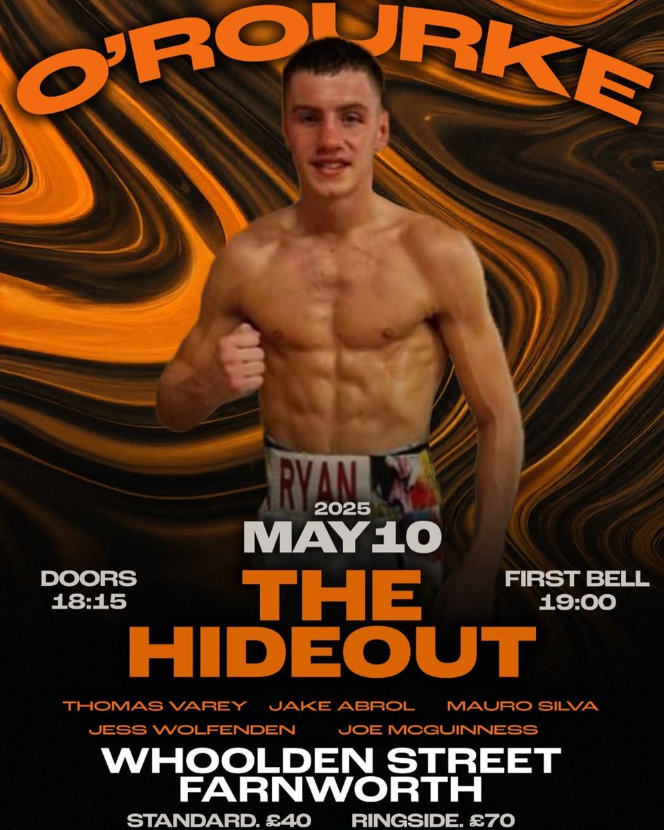 * Fight News *

Ryan O'Rourke is back in action in 2 Weeks time on the <a href="/vipboxing/">VIPboxing</a> card at the hideout in Farnworth

O'Rourke (12-0) has no opponent confirmed as yet, in what will be a 6 round Welterweight contest