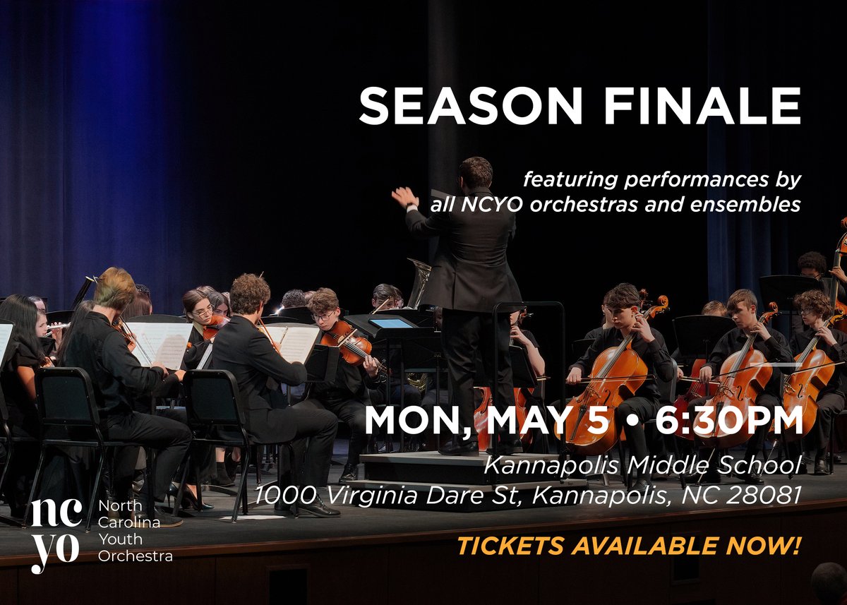 Don't forget!  This week - the NCYO’s Season Finale concert featuring ALL of the NCYO’s performing ensembles!
Get your tickets now! ncyo.com/tickets/
We're also wrapping up our Silent Auction. Go to givebutter.com/c/vItn2O to bid, win, and support the future of music!