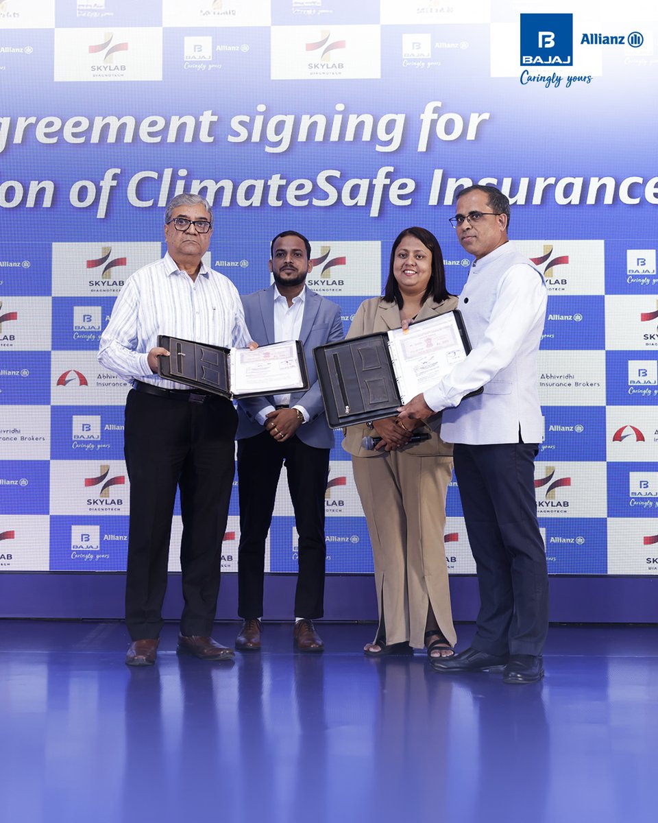 bajajgeneral's tweet photo. The forecast? 100% security! Today, we launched #ClimateSafe Insurance, a security solution against extreme weather.
Catch all the high-energy moments from the launch event!
#CaringlyYours #ForwardKaroCare #InsuranceKaAssurance #ClimateSafeProductLaunch #ClimateSafeInsurance
...(3/3)
