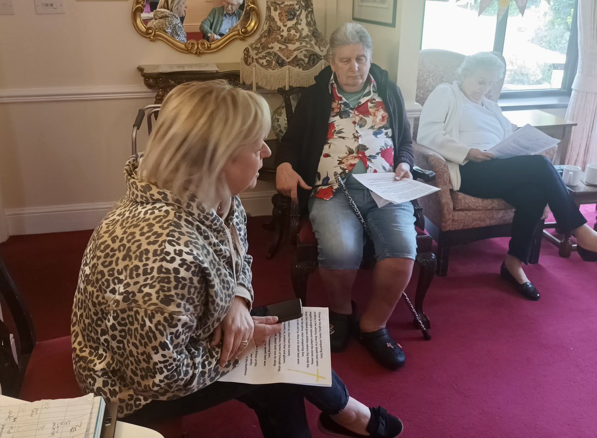 CroftCareHome's tweet photo. This week, we were delighted to welcome our friends from St. Bartholomew's Church for a beautiful Easter service here at The Croft!

Campbell , a former clergyman, gifted Sue and Michael books he wrote. His kindness and wisdom continue to inspire us every day!

#carehome #church https://t.co/9594N9RPO8