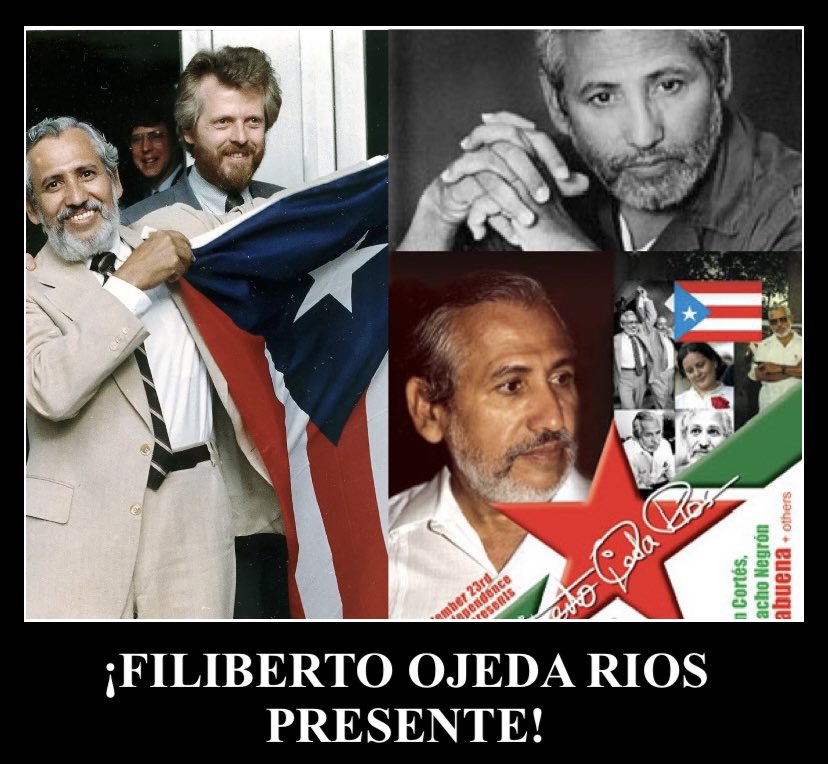 ProLibertadfc's tweet photo. Happy 92nd Birthday to Filiberto Ojeda Rios. Leader of Los Macheteros. Socialist. Independentista. Political Prisoner. Assassinated by the U.S. government on 2005. ¡Filiberto Ojeda Rios PRESENTE! #FilibertoVIVE #filibertopresente #FREEPUERTORICO #PRLibre https://t.co/z0rzWTbLct