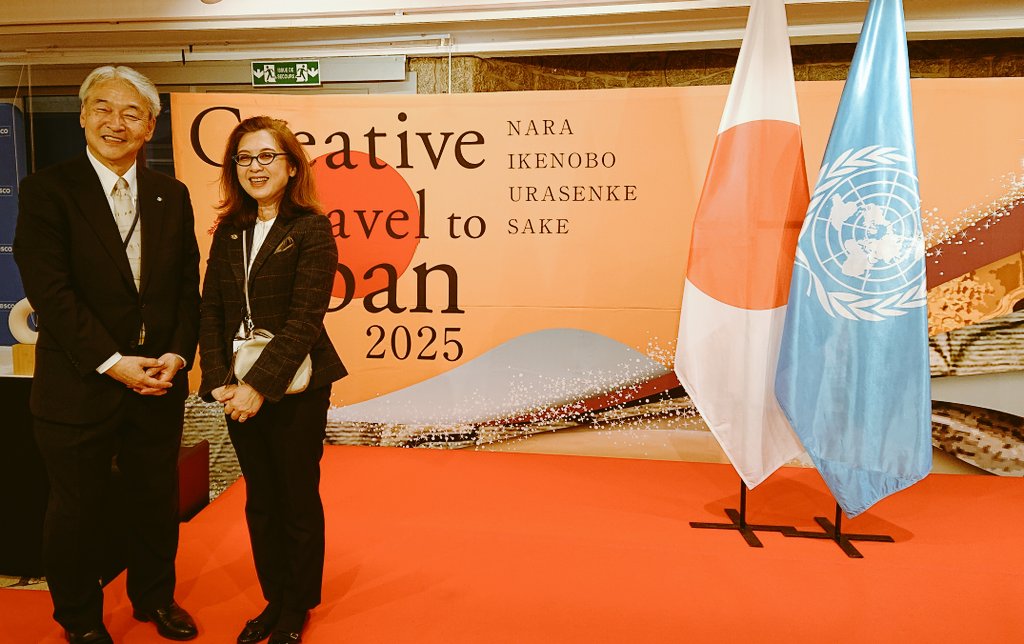 日本へのクリエイティブな旅展2025

今年の旅展は、
4/23～5/6の間、 
ユネスコ パリ本部で、
日本文化の始まりの地・奈良などが取りあげられており、飛鳥・藤原への旅も紹介されています。

知事等の登録協議会の皆様と参加したオープニングセレモニーでは、多くの方々と交流することが出来ました。