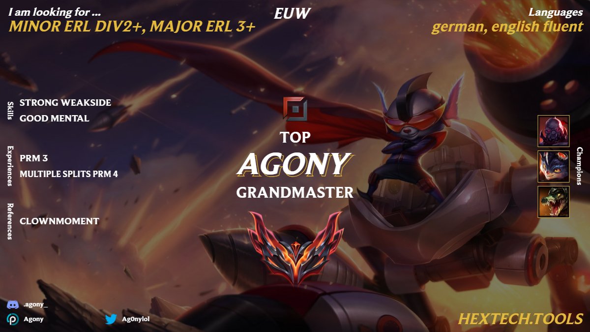 while still in talks with <a href="/UOL_Mystery/">UOL Mystery Edition</a> , im exploring options for the upcoming split. 
also considering good prm div4 rosters.

contact via discord: .agony_