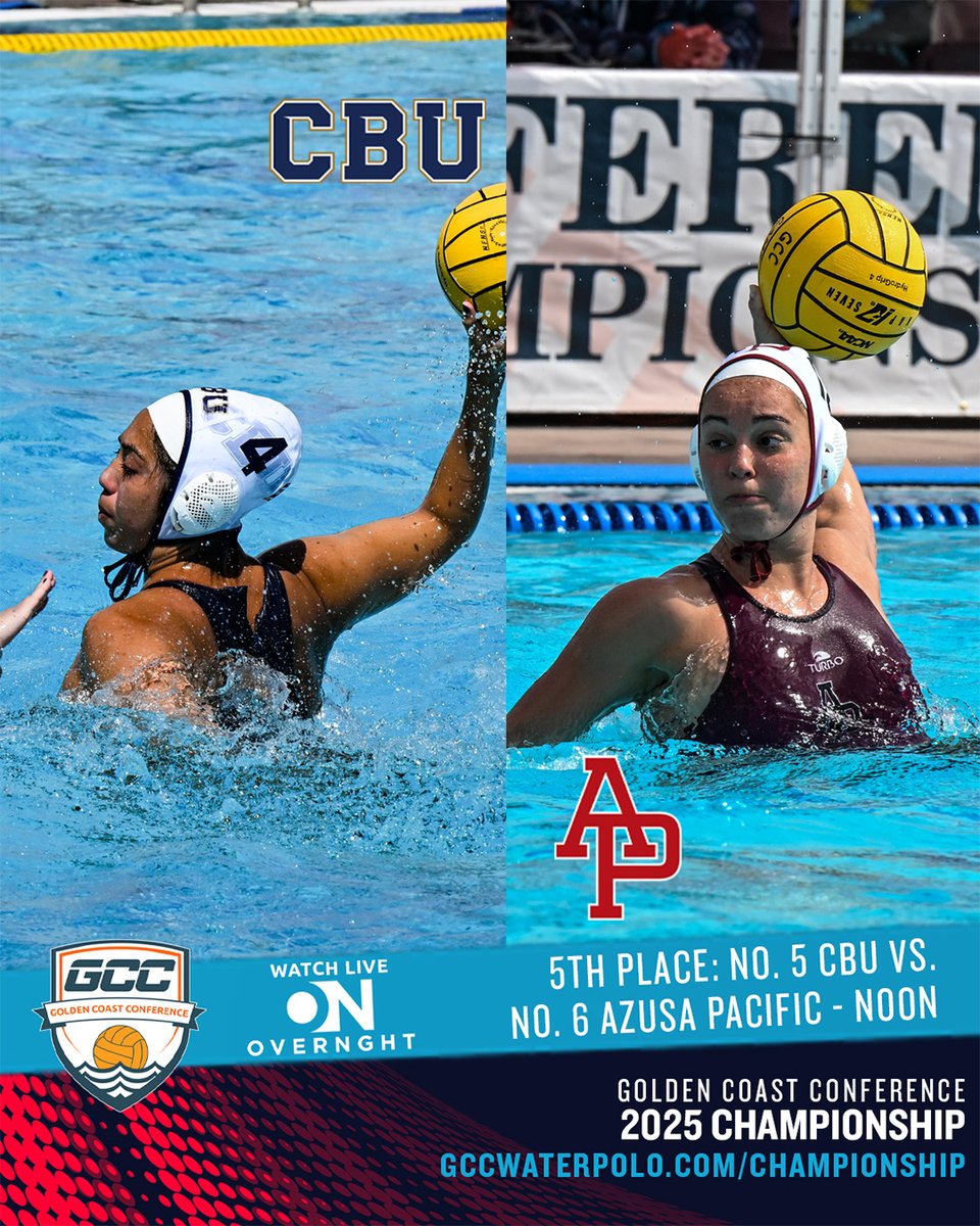 GCC Water Polo (@gccwp) on Twitter photo The #GCCWaterPolo Championship continues with our 5th place matchup between <a href="/LancersWWP/">California Baptist Women's Water Polo</a> and <a href="/apupolo/">APU Water Polo</a> at noon. Watch live + follow here >> gccwaterpolo.com/tournaments/?i… #ncaawaterpolo The #GCCWaterPolo Championship continues with our 5th place matchup between <a href="/LancersWWP/">California Baptist Women's Water Polo</a> and <a href="/apupolo/">APU Water Polo</a> at noon. Watch live + follow here >> gccwaterpolo.com/tournaments/?i… #ncaawaterpolo