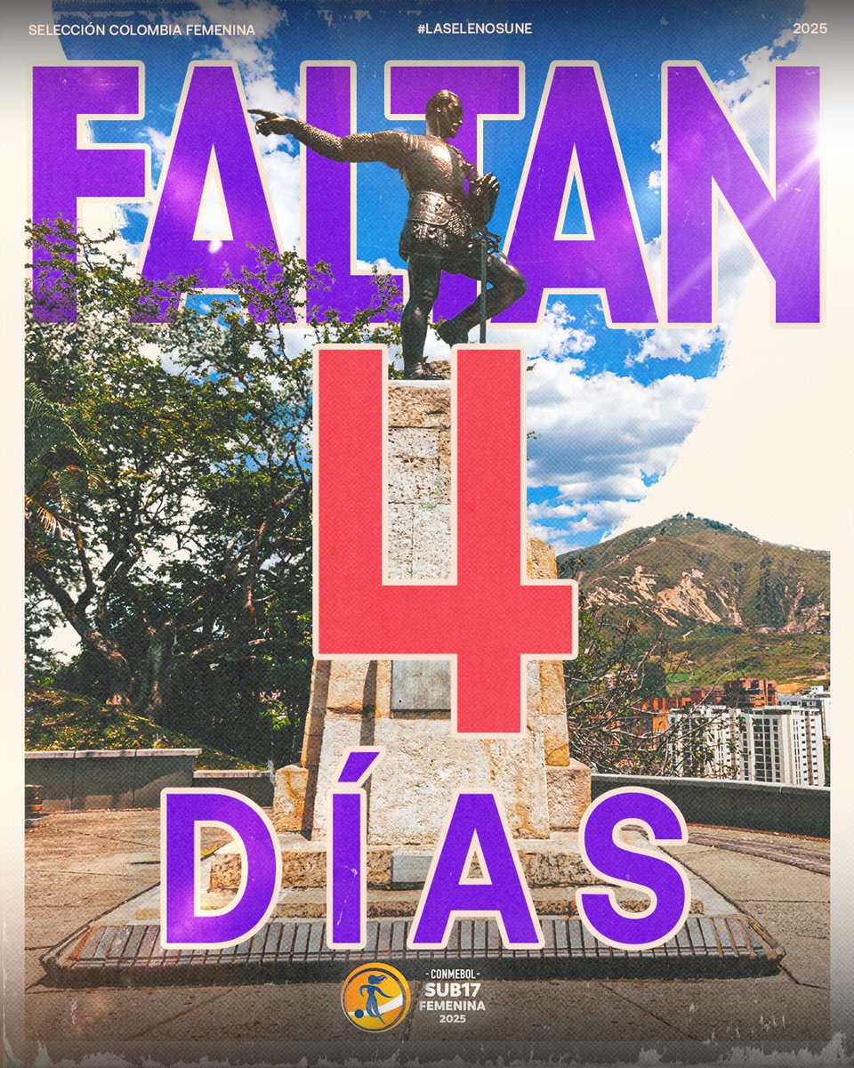 FCFSeleccionCol's tweet photo. ¡𝐄𝐒𝐓𝐀𝐌𝐎𝐒 𝐀 𝟒 𝐃𝐈́𝐀𝐒! 👌✌️

Para la 𝐂𝐎𝐍𝐌𝐄𝐁𝐎𝐋 𝐒𝐮𝐛 𝟏𝟕 𝐅𝐞𝐦𝐞𝐧𝐢𝐧𝐚

#VenConColombia🇨🇴
#LaSeleNosUne🇨🇴 https://t.co/RAkgxdux8C
