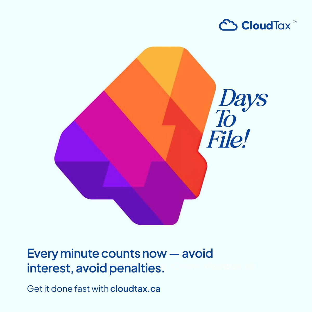 Alex said, “I’ll do my taxes tomorrow.”
Then tomorrow became... 4 days left. 😬

Don't be like Alex.
File with CloudTax — fast, online, and CRA-certified.

✅ No stress
✅ No paperwork piles
✅ No awkward “I forgot” moments

#4DaysLeft #CloudTax #TaxDeadline #AlmostThere
