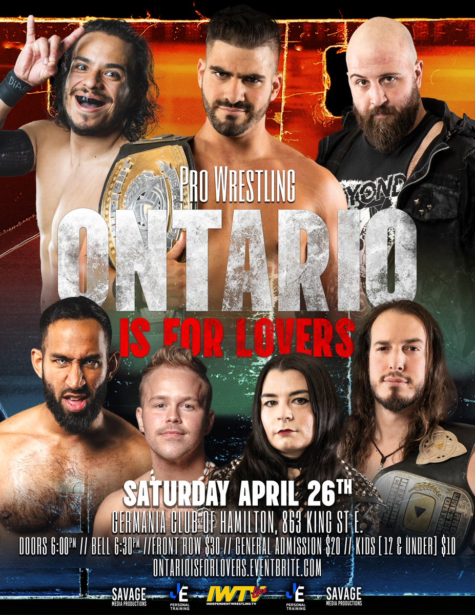 Pro Wrestling Ontario (@prowrestlingont) on Twitter photo TONIGHT at the <a href="/GermaniaClub/">Germania Club</a> ft. <a href="/FuerzaLives/">El Diablo 👹</a> vs. <a href="/jonny_deluca/">Jonny Deluca</a>, your PWO favourites & much more!
General admission tickets will be available at the door for purchase.
Doors 6:00 // Show 6:30 TONIGHT at the <a href="/GermaniaClub/">Germania Club</a> ft. <a href="/FuerzaLives/">El Diablo 👹</a> vs. <a href="/jonny_deluca/">Jonny Deluca</a>, your PWO favourites & much more!
General admission tickets will be available at the door for purchase.
Doors 6:00 // Show 6:30
