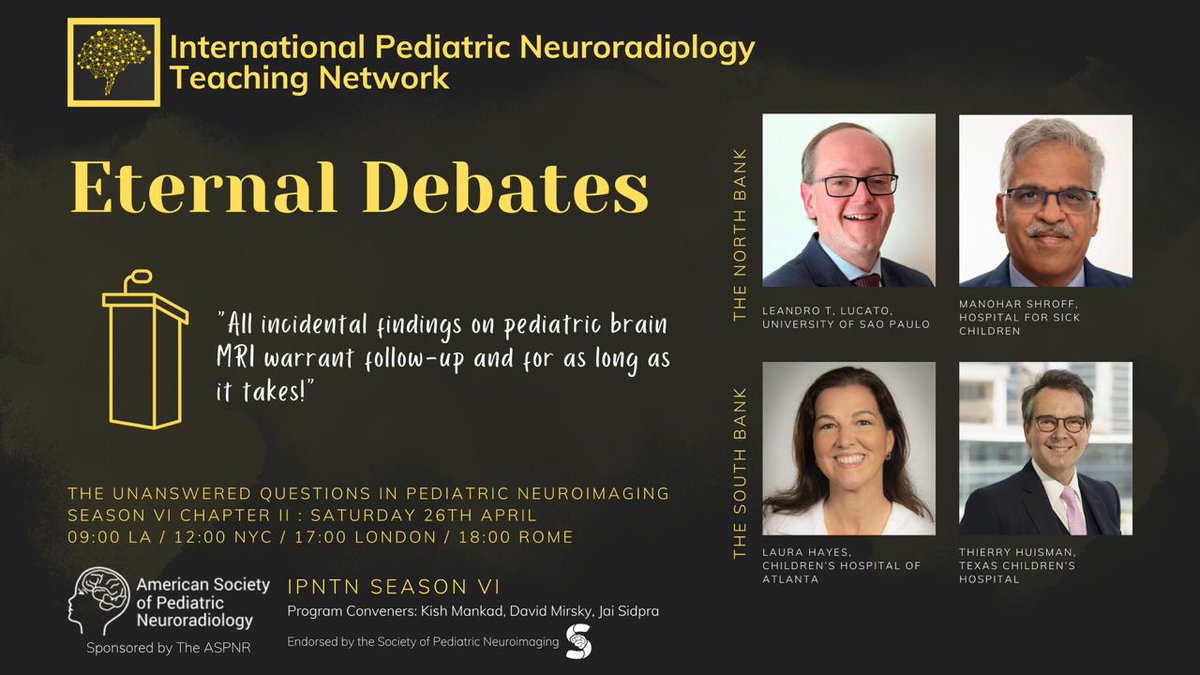 American Society of Pediatric Neuroradiology (@the_aspnr) on Twitter photo And we're off! Join us now through the link below ⬇️
🔗: us02web.zoom.us/webinar/regist…
<a href="/spinacademics/">SPIN | Society of Pediatric Neuroimaging</a> <a href="/LucatoLeandro/">Leandro Lucato</a> <a href="/ManoharShroff/">Manohar Shroff</a> <a href="/laura1127md/">Laura Hayes</a> <a href="/ThierryHuisman/">Thierry A.G.M. Huisman, MD, PD, FICIS, FACR</a> <a href="/drmankad/">Dr Kish Mankad</a> <a href="/MirskyDavid/">David Mirsky</a> And we're off! Join us now through the link below ⬇️
🔗: us02web.zoom.us/webinar/regist…
<a href="/spinacademics/">SPIN | Society of Pediatric Neuroimaging</a> <a href="/LucatoLeandro/">Leandro Lucato</a> <a href="/ManoharShroff/">Manohar Shroff</a> <a href="/laura1127md/">Laura Hayes</a> <a href="/ThierryHuisman/">Thierry A.G.M. Huisman, MD, PD, FICIS, FACR</a> <a href="/drmankad/">Dr Kish Mankad</a> <a href="/MirskyDavid/">David Mirsky</a>