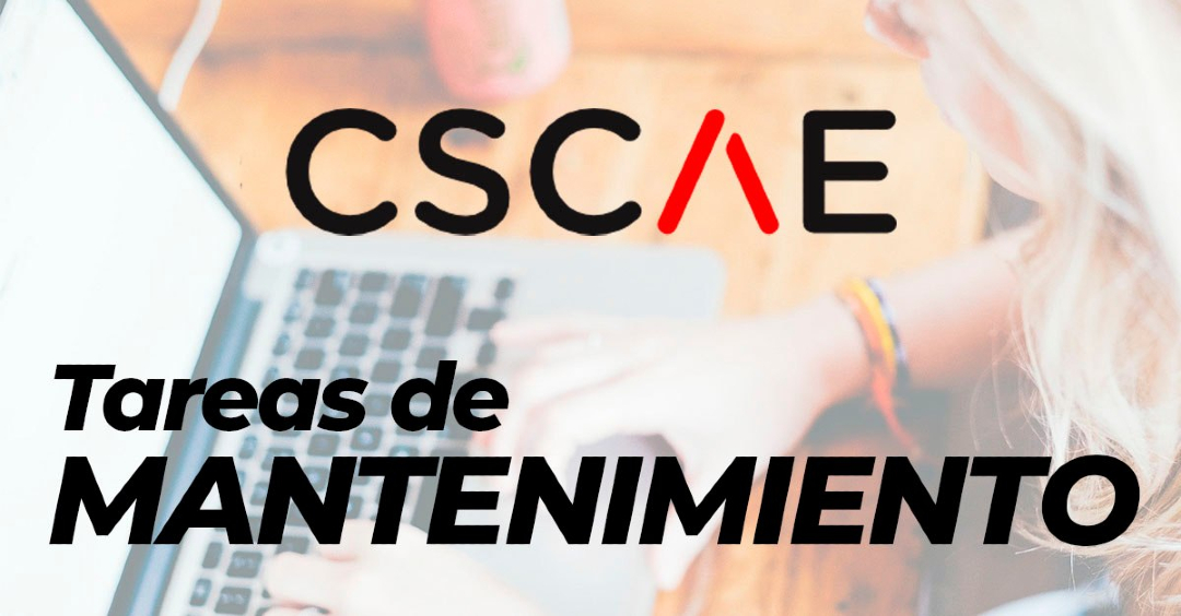💥AVISO💥
Por causas sobrevenidas en el mantenimiento de los servidores, los accesos a los servicios online del CSCAE permanecen suspendidos, incluido el lunes hasta nuevo aviso. Comunicaremos la vuelta a la normalidad tan pronto como sea posible. 

Lamentamos las molestias.