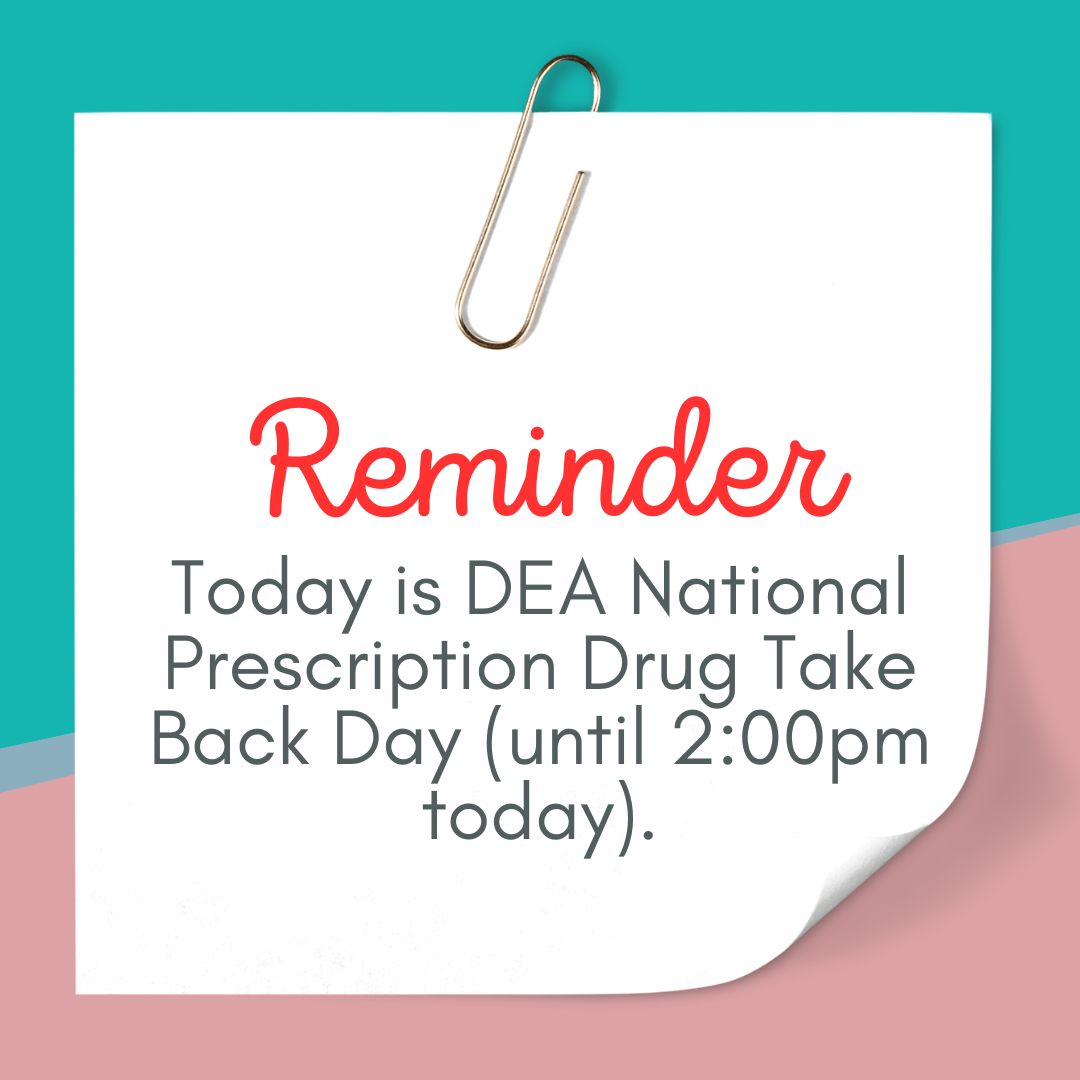 DEA National Prescription Drug Take Back Day
Check here for your location: dea.gov/takebackday#co…