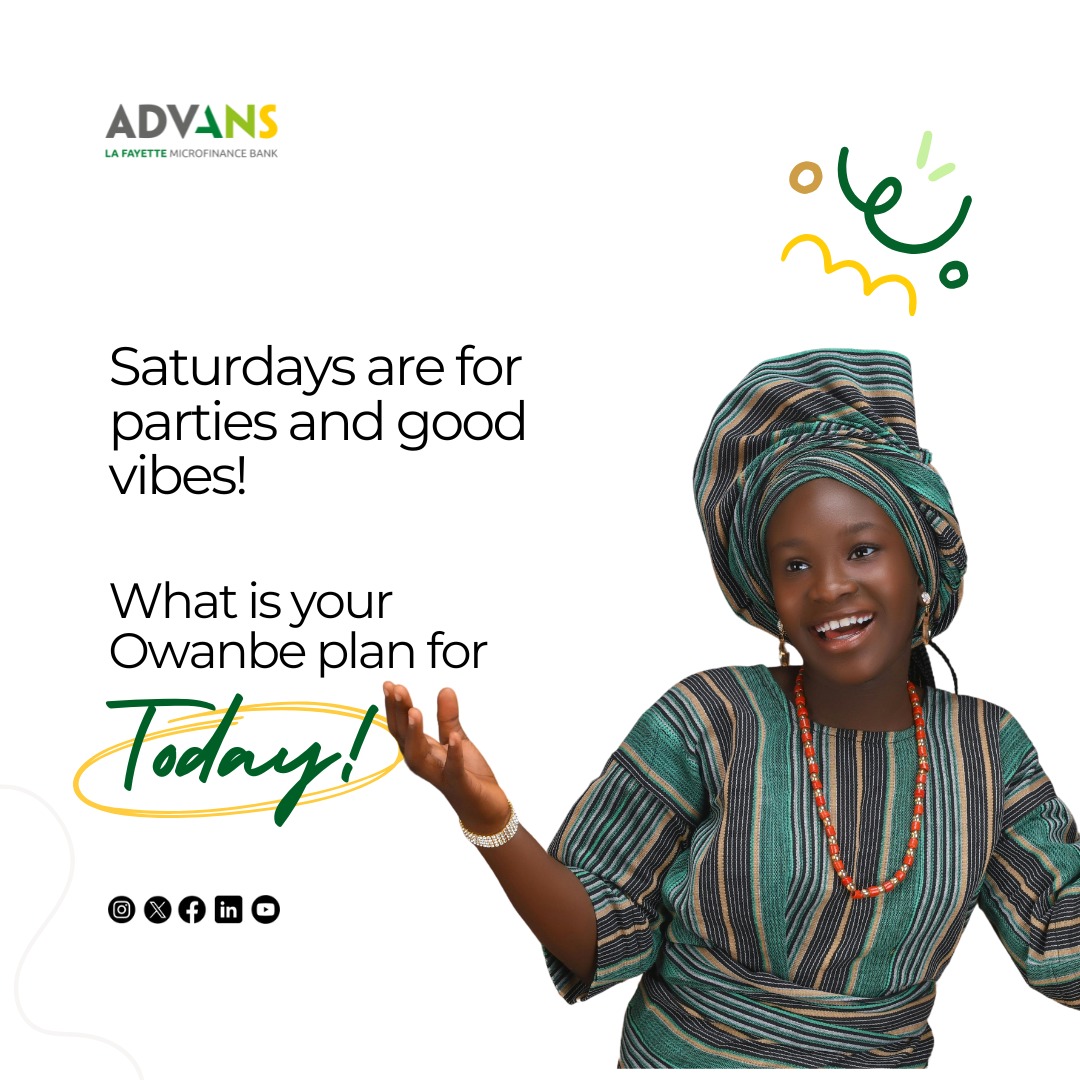AdvansNigeria's tweet image. The weekend is for celebrations! Whether it’s a wedding, birthday, or just good vibes, Owanbe is the perfect time to show up and show out. Who’s rocking their best Aso Ebi today? 

Share a pic of your outfit in the comments!

#OwanbeSaturday #WeekendVibes #PartyReady