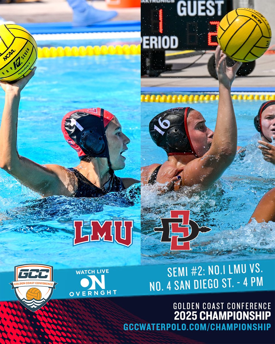 GCC Water Polo (@gccwp) on Twitter photo It is #SemifinalSaturday at the #GCCWaterPolo Championship. Semifinal 2️⃣ is coming up at 4 pm and features <a href="/lmulionsPolo/">LMU Water Polo</a> against <a href="/aztecwaterpolo/">San Diego State Water Polo</a>. Watch live + follow here >> gccwaterpolo.com/tournaments/?i… #ncaawaterpolo It is #SemifinalSaturday at the #GCCWaterPolo Championship. Semifinal 2️⃣ is coming up at 4 pm and features <a href="/lmulionsPolo/">LMU Water Polo</a> against <a href="/aztecwaterpolo/">San Diego State Water Polo</a>. Watch live + follow here >> gccwaterpolo.com/tournaments/?i… #ncaawaterpolo