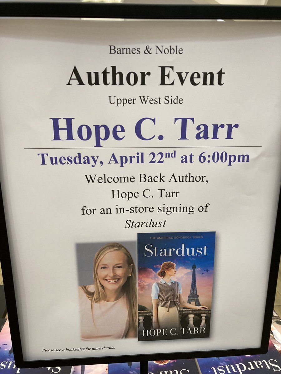 HopeTarr's tweet image. Thanks to everyone who turned out for my STARDUST signing at Barnes & Noble Upper West Side. We sold a ton o’ books AND there are signed copies left in store. #booktour #stardustbook #histfic #bnuws #NewRelease @JoffeBooks
