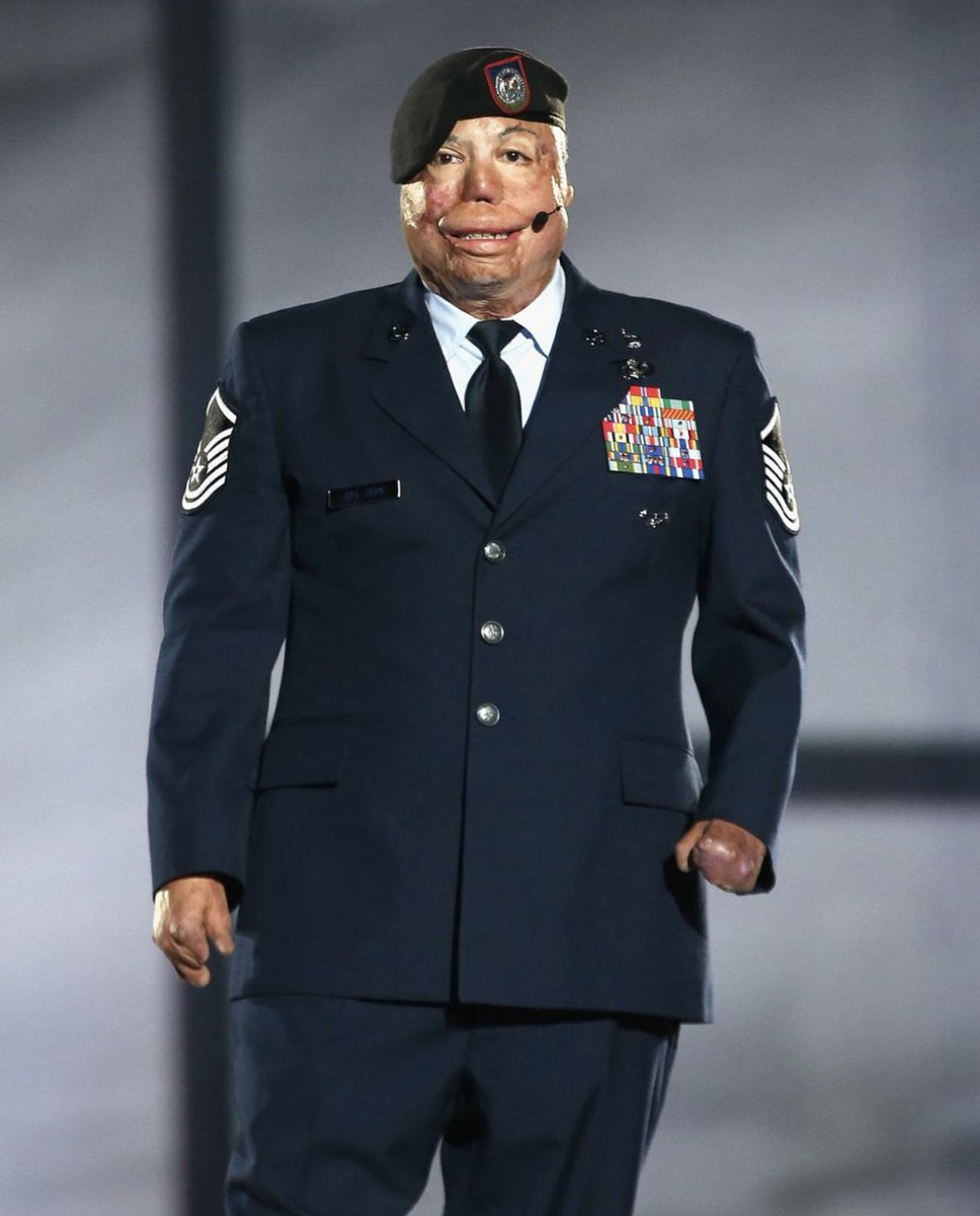 MilitaryCooI's tweet image. This true American hero and veteran is U.S. Air Force Senior Master Sgt. Israel Del Toro, Jr. In 2005, Master Sgt. Del Toro was severely wounded when his Humvee hit an IED in Afghanistan. He suffered third-degree burns on more than 80% of his body, both his hands were seriously…