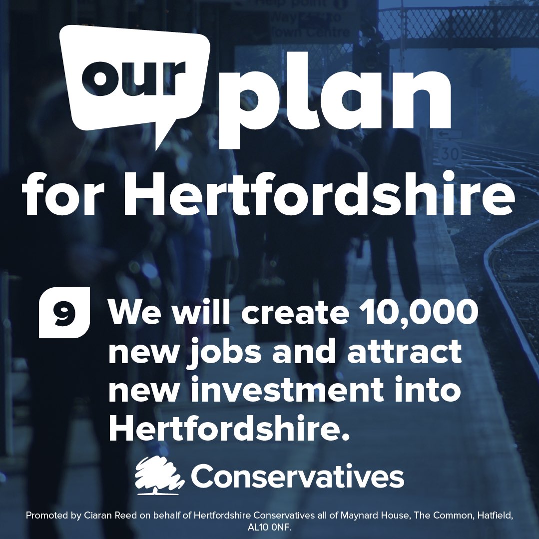 💼 If returned on the 1st of May, a Conservative-run Hertfordshire County Council will create 10,000 new jobs and attract new investment into our County 

One of our many plans to keep Hertfordshire thriving as the County of Opportunity!
