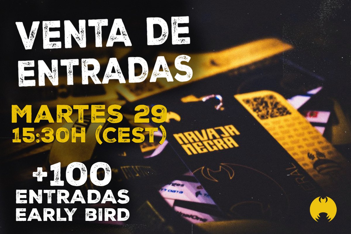 📢¡Grita con nosotros! 

🚨 ¡Las entradas para #NavajaNegra salen este Martes 29 a las 15:30h (CEST)! 🚨

🔥 Y… ¡SORTEAMOS 4 ENTRADAS! 🔥

📅 No te pierdas la cuenta atrás EN DIRECTO con <a href="/eldpit/">Rubén Ródenas</a> en twitch.tv/navajanegra

#NN2025 #Cybersecurity #Ciberseguridad