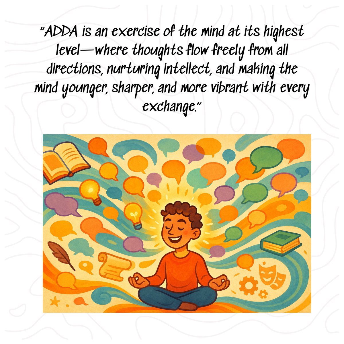 adda93419's tweet photo. What does ADDA mean to Mr. Dibyendu Choudhury @dchoudhuryy , Industry Professional?
A passionate advocate of dialogue and innovation, he shares his thoughts on the timeless spirit of free-thinking gatherings.
#ADDA #VoicesOfWisdom #DialogueMatters #IntellectualExchange https://t.co/Qzd8ygay2n
