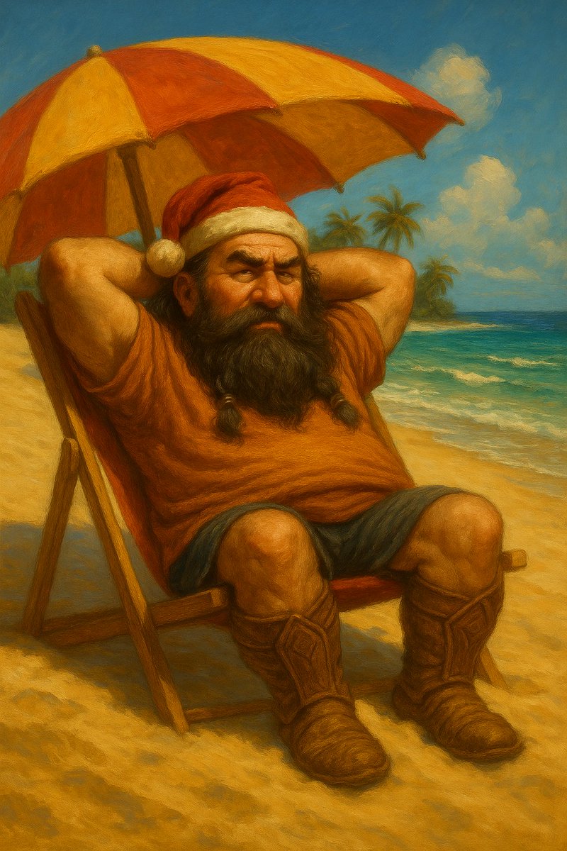CorinthMetaX's tweet photo. ☯ Boots still on, five minutes into relaxing, and already someone's asking me to do something. GM from the beaches of "Can't I Just Napheim!" 🏖️🛡️ #SaturdayVibes #DwarfProblems ☯ https://t.co/mqCQuSKhBD
