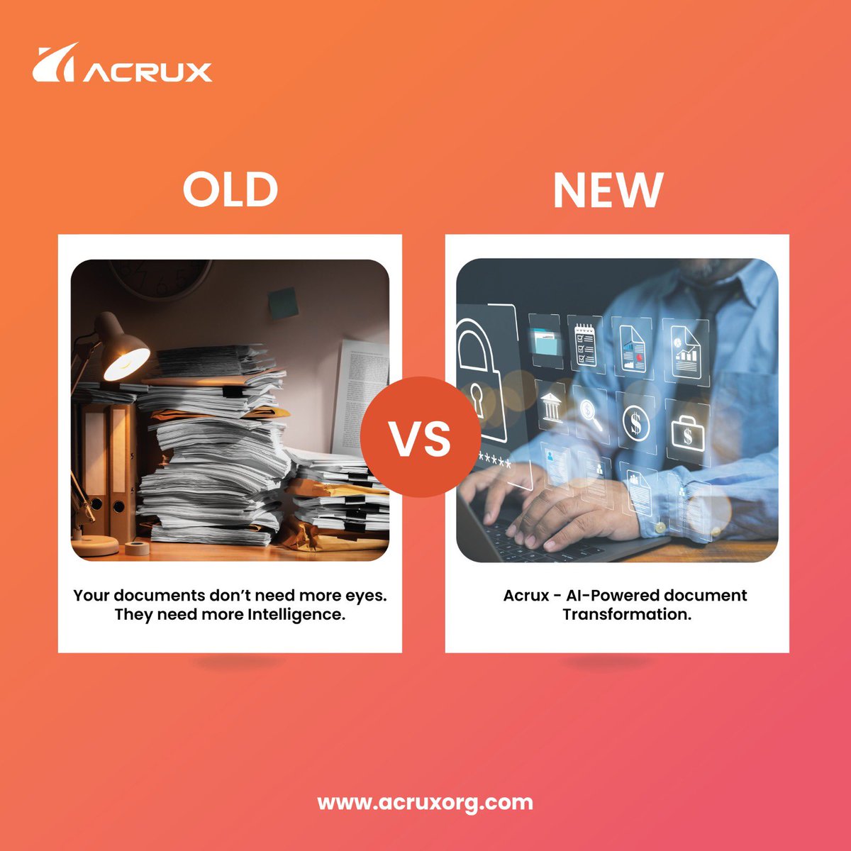 AcruxInc's tweet image. Paperwork was great… in 1950.
In 2025, smart companies use AI to transform documents instantly.

Acrux isn’t the future. It’s the present

Upgrade with #Acrux. Click for more acruxorg.com

#AIDocumentManagement #FutureOfWork #SmartAutomation #DigitalTransformation