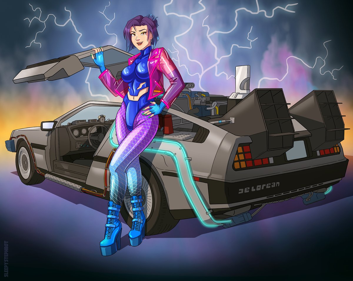 sleepystephbot's tweet image. "𝑯𝒐𝒑 𝒊𝒏, 𝒘𝒆'𝒓𝒆 𝒈𝒐𝒊𝒏𝒈 𝒕𝒐 𝒇𝒊𝒙 𝒕𝒉𝒊𝒔 𝒇𝒖𝒄𝒌𝒊𝒏𝒈 𝒕𝒊𝒎𝒆𝒍𝒊𝒏𝒆"
This piece was commissioned by @gwenivere_kig for the 40th anniversary of Back to the Future, it was a big influence for them so they felt they wanted something to remember this date