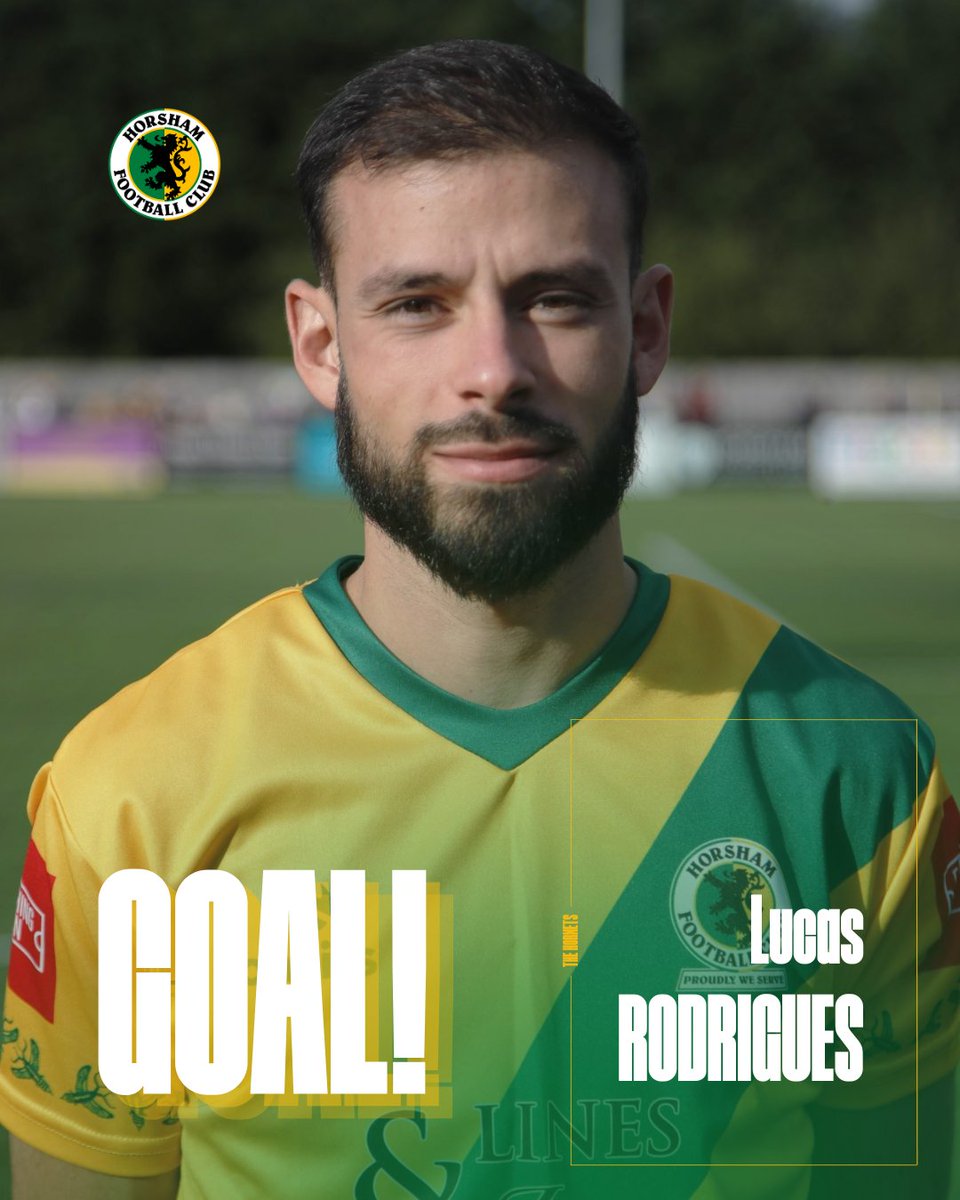 HorshamFC's tweet photo. GOALLLLL: 

And it doesn't stop there, what a brilliant display throughout from Lucas Rodrigues and a perfect goal to match, The Tags look devastated and the Hornets are running riot. 

64’ | 5-1 | #HorshamFC 💛💚 https://t.co/roy2DvWQBd