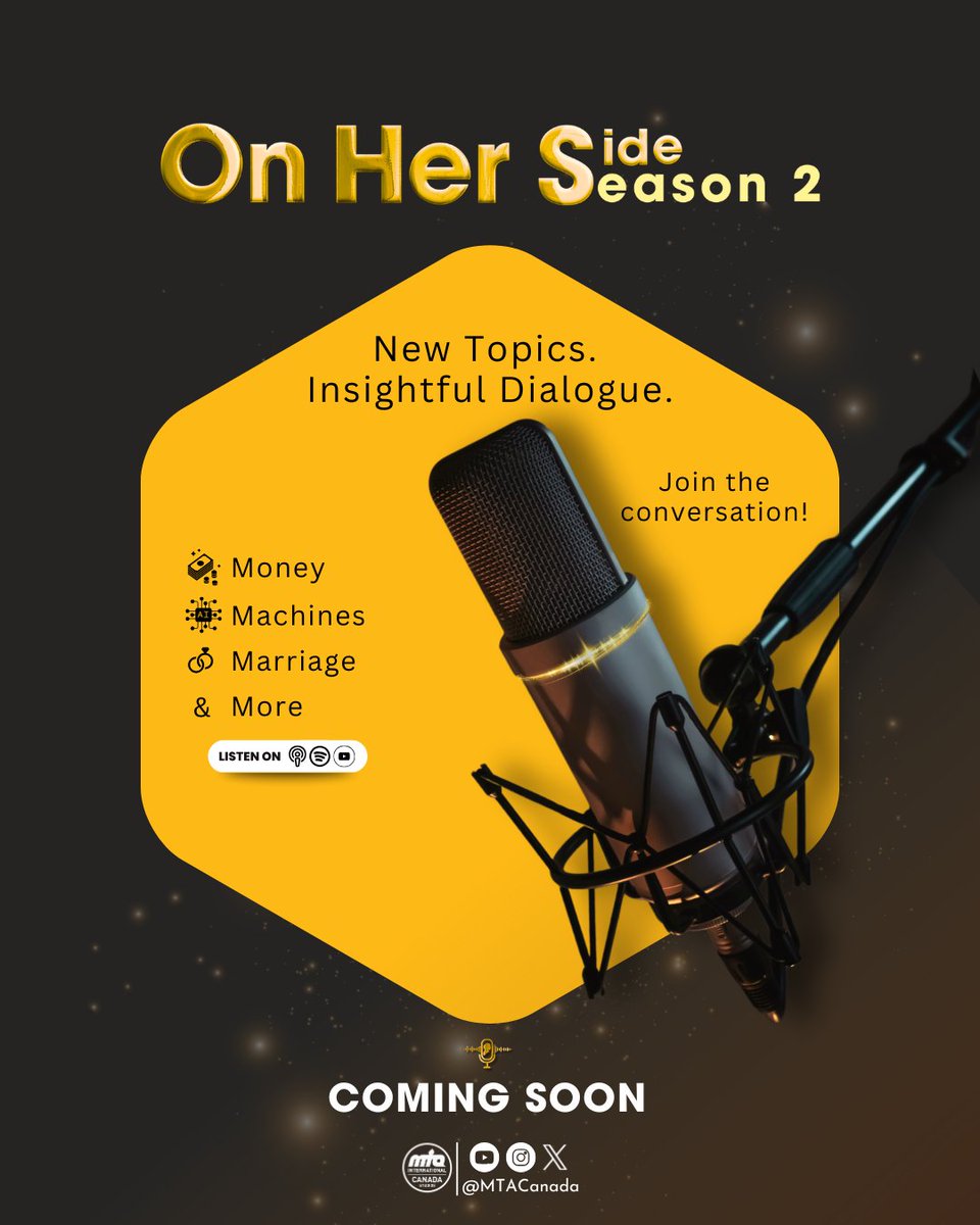 MTACanada's tweet photo. ON HER SIDE – Season 2
We're back with more thought-provoking conversations and meaningful stories.

🎧 6 new episodes
🗓 Premiering Soon
Stay tuned for another amazing season!

Only on @muslimtv 

@LajnaCanada @LajnaUK @lajnamediausa @lajna_de @LajnaTORCanada @LajnaNorge @LajnaGh @Lajna_Glasgow @AMWSACanada @LajnaScotland @LajnaHTNCanada @LajnaMisCanada @LajnaTR @LajnaBelgium @LajnaLYD @LajnaEdmonton @LajnaQUECanada @lajnafrance @LajnaVGNCanada #ComingSoon #Podcast #OnHerSide