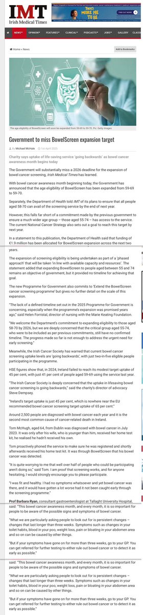brendandonlon's tweet image. Here's my usual deluge of posts for #BowelCancerAwarenessMonth in one🧵: The key message is to ask your GP about screening every year, and at any age if you have sustained 💩 symptoms. Sadly, you will need to advocate & lobby for your own health: no-one else will do this for you.