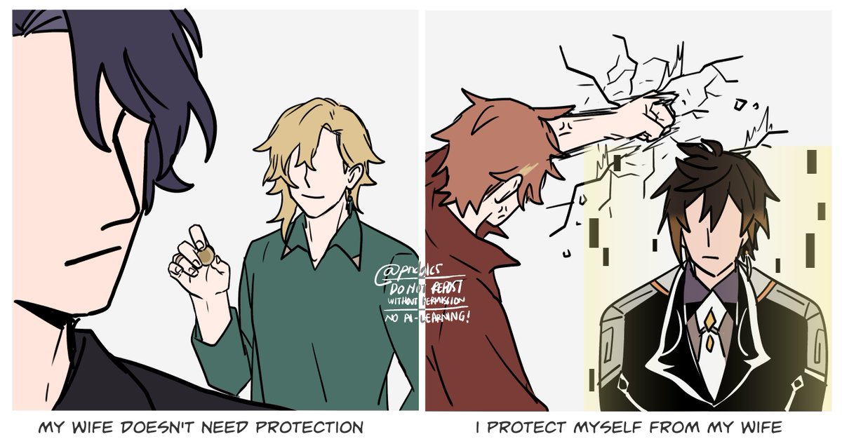 other man: "i protect my wife"
#zhongchi #ratiorine #鍾タル #レイチュリ